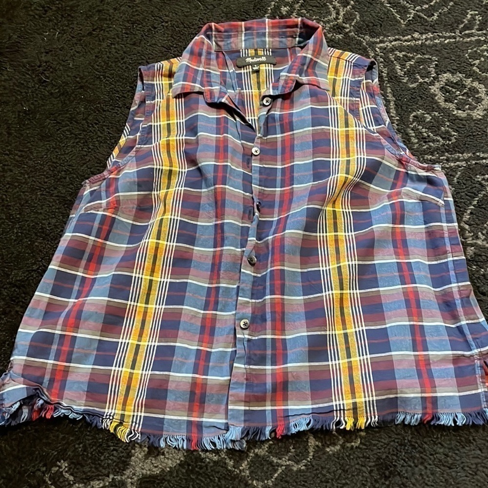 Madewell plaid tank top crop top